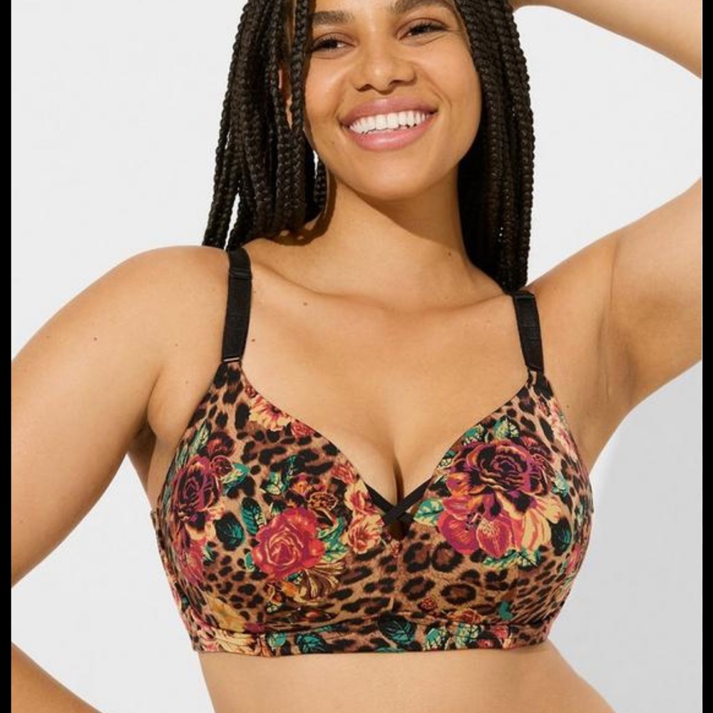 Torrid Dream Wired Push Up Bra in Leopard and Roses Print